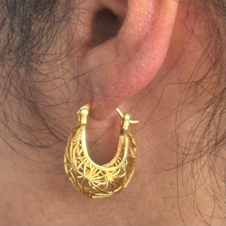 18K Gold Plate Basket Hoops