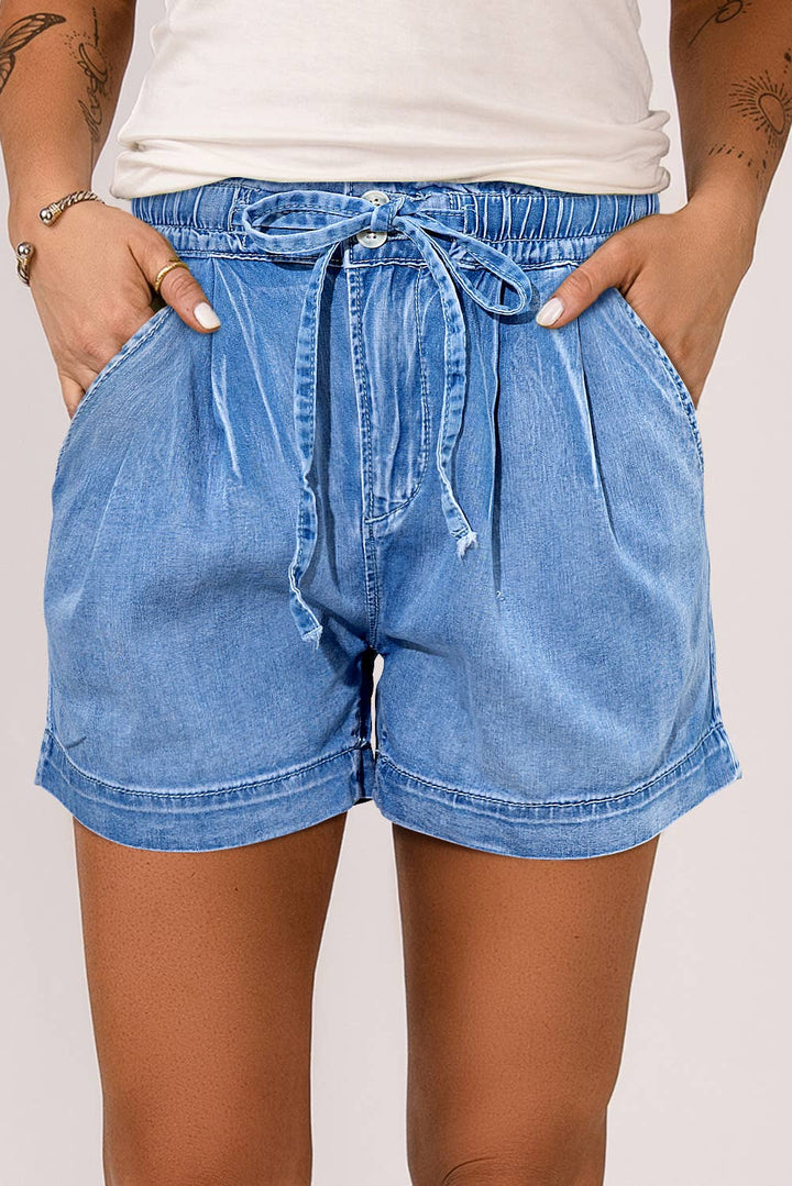 Women Blue Drawstring Shorts