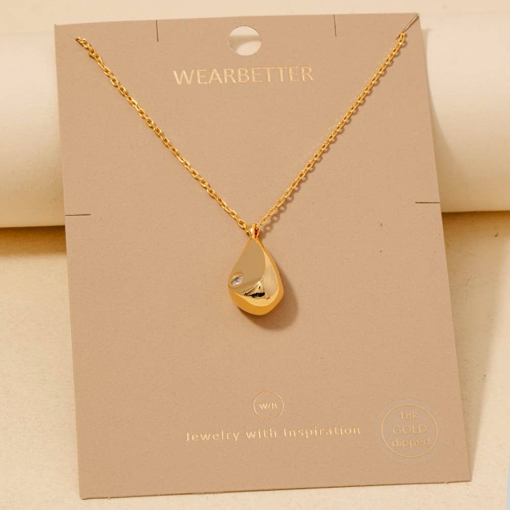 Gold Dipped Teardrop Pendant Necklace
