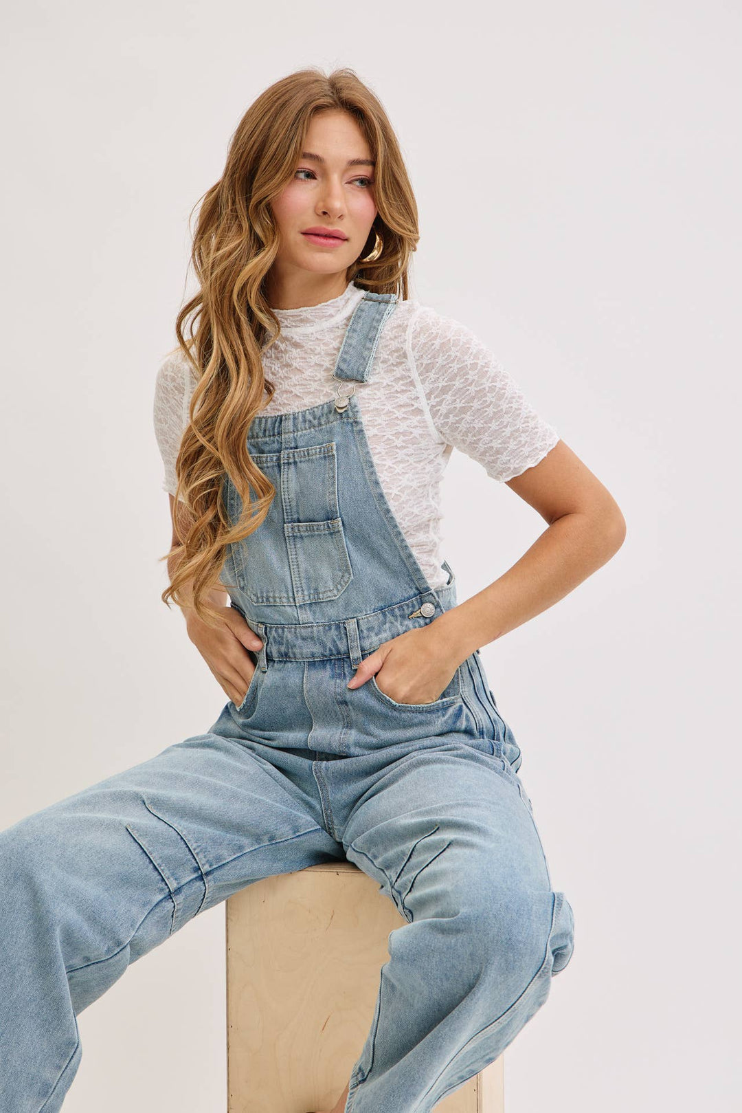 BARREL-LEG DENIM OVER-ALLS