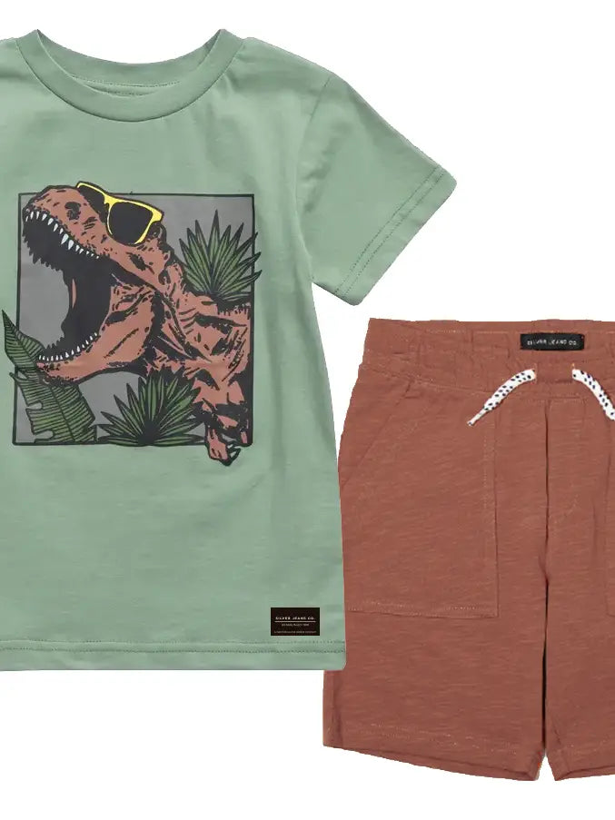 DINO T-SHIRT & KNIT SHORTS