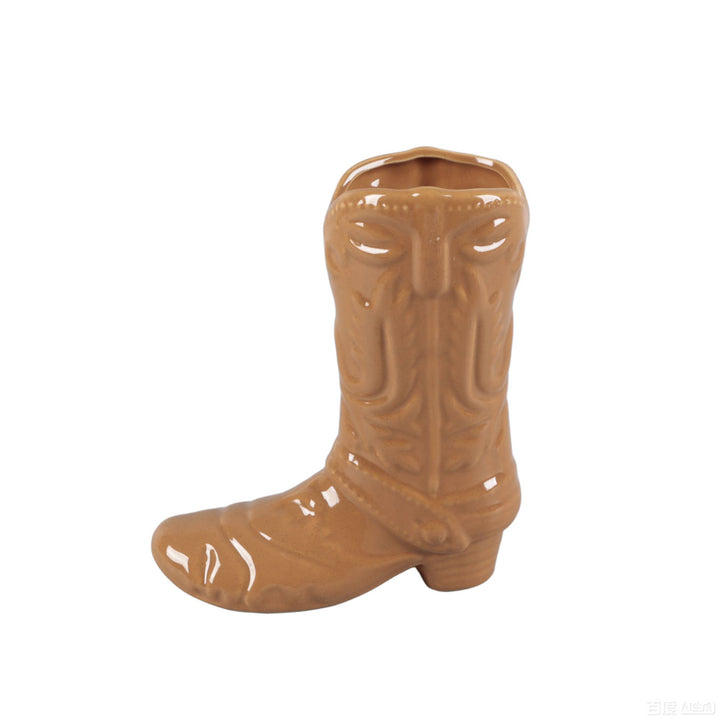 Ceramic Cowgirl Boot Vase