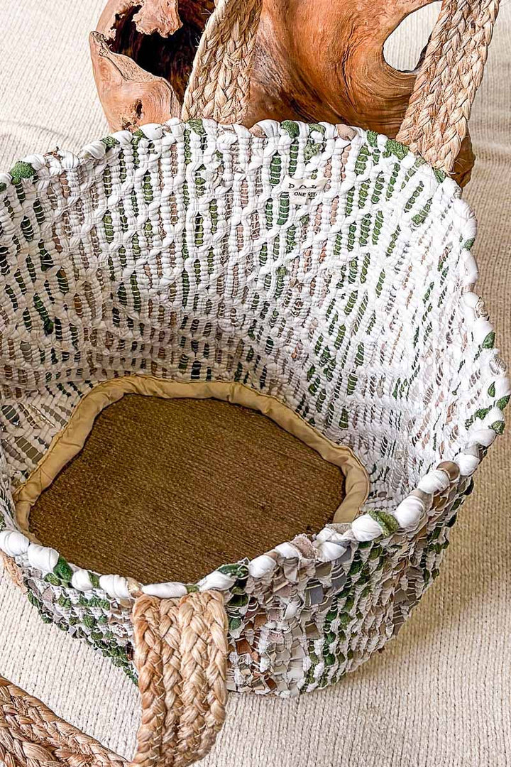 Botanical Green Stripe Woven Tote