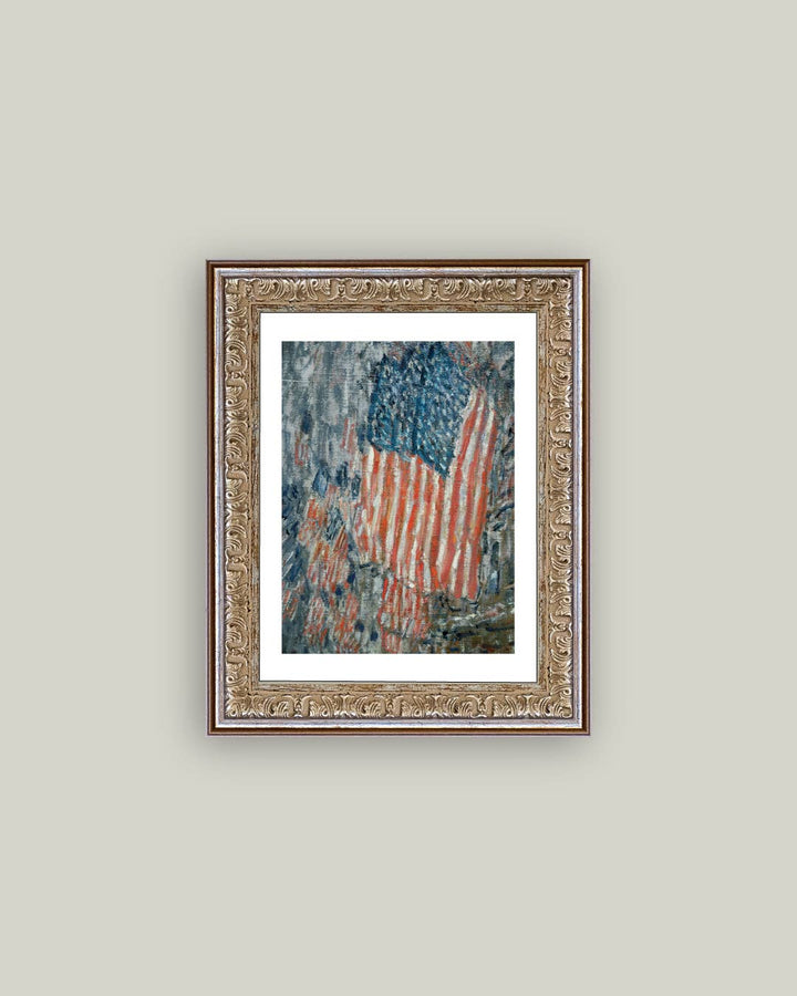 Patriotic Flag Print Framed Antique Art