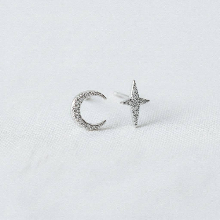 Star and Moon Stud Earrings