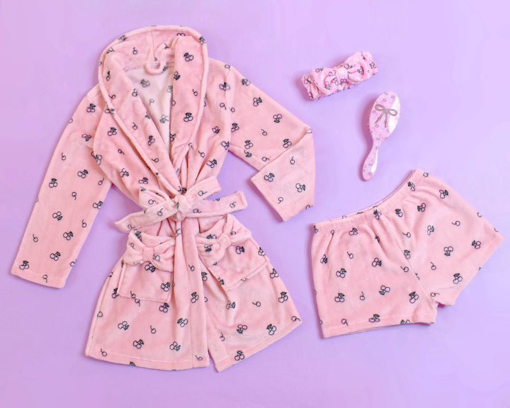Fleece Cherry Printed Bath Robe