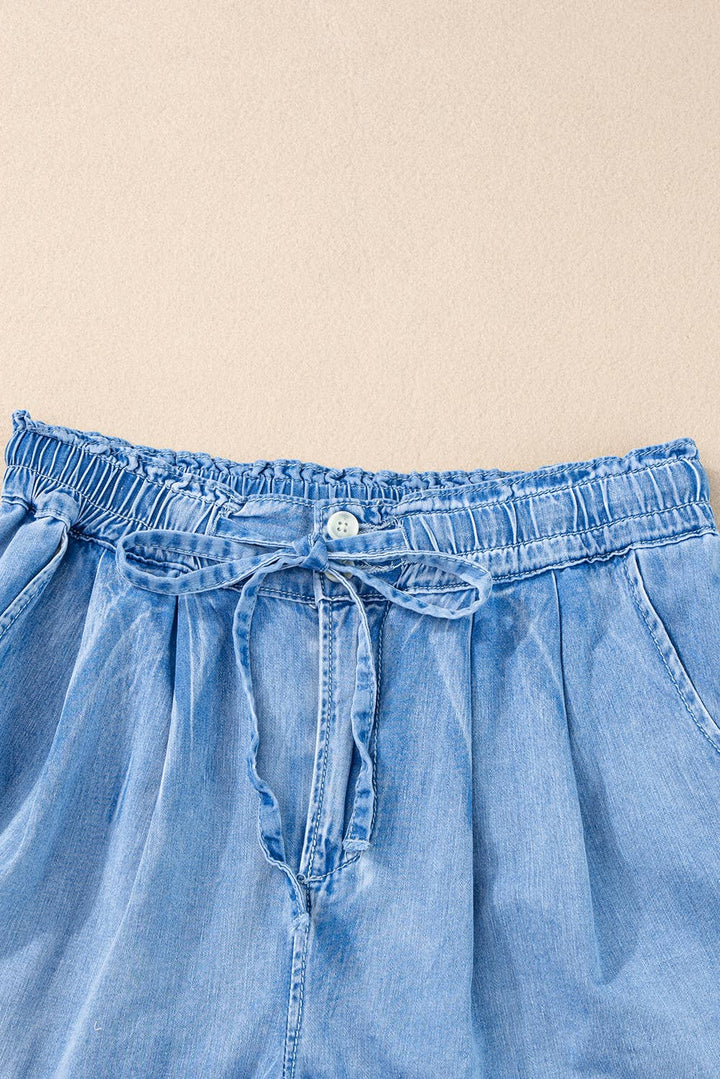 Women Blue Drawstring Shorts