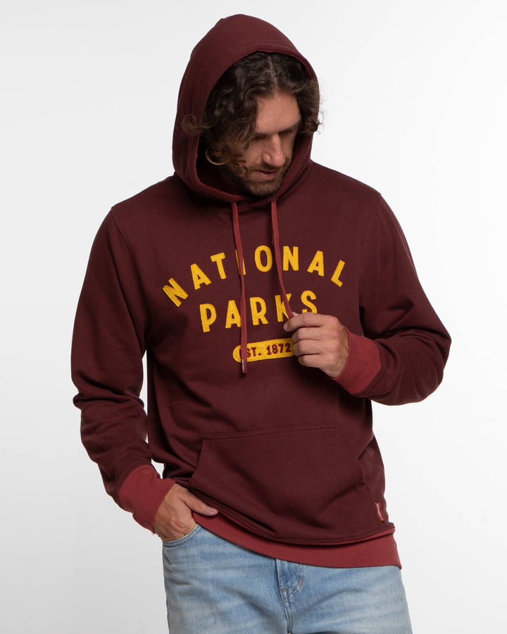 National Parks Collegiate Unisex Hoodie: Burgundy