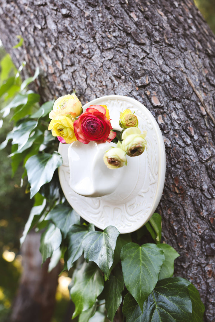 Ceramic Cowboy Hat Hanging Vase