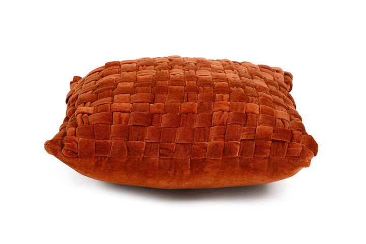 Checked Hand Woven Velvet Square Cushion