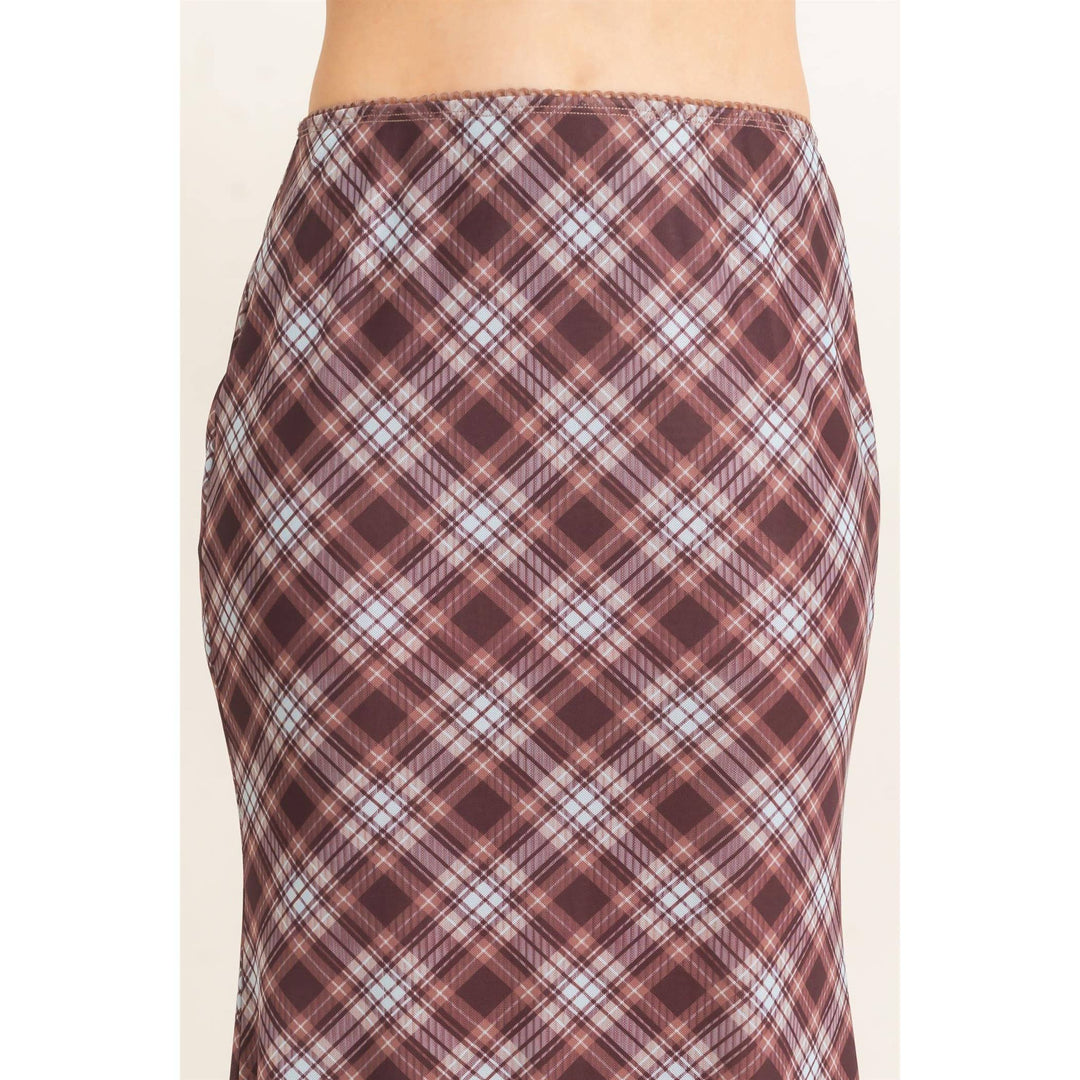 Plaid Mesh Maxi Skirt