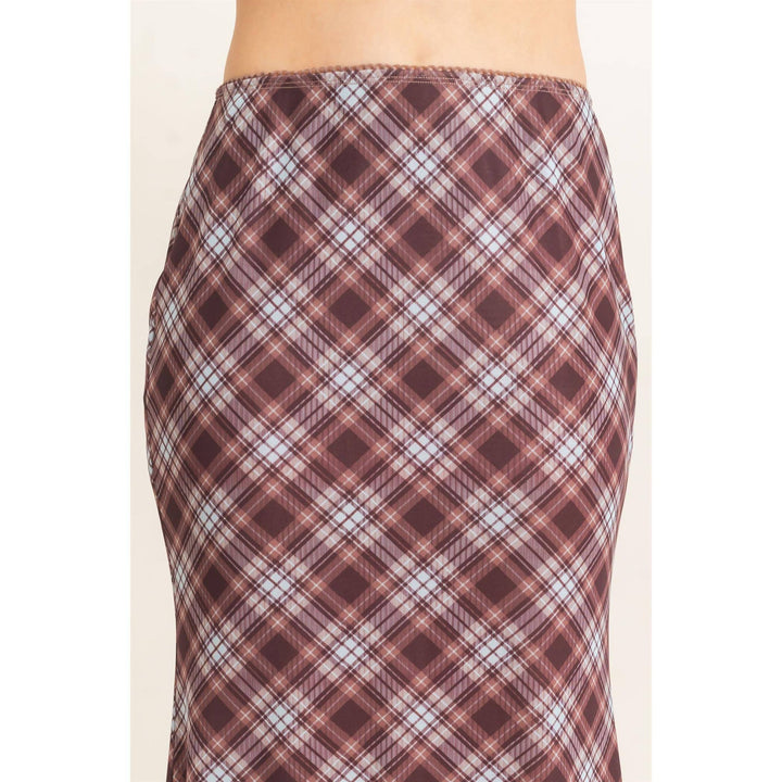 Plaid Mesh Maxi Skirt