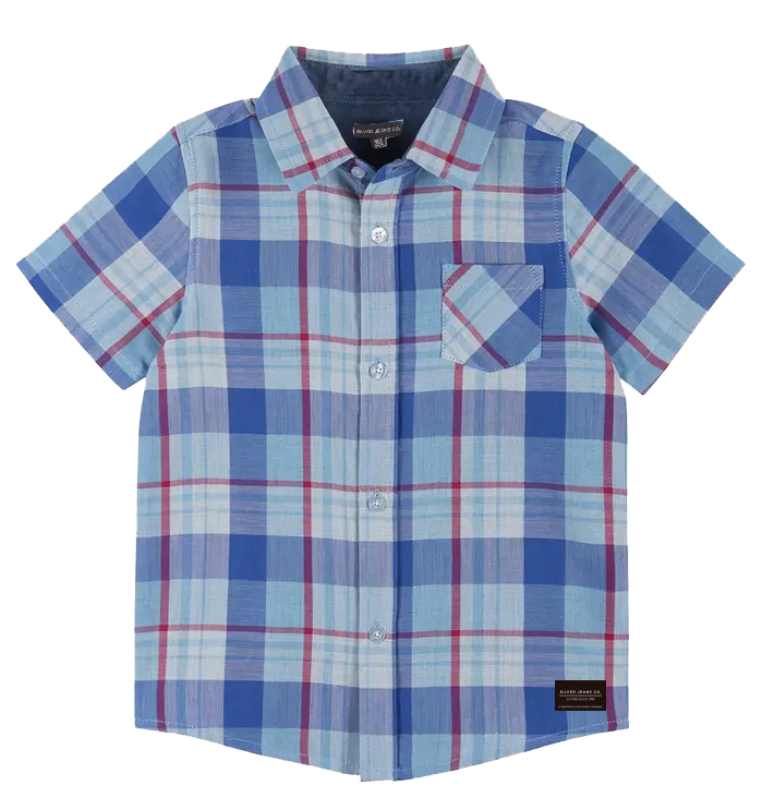 PLAID SHIRT & KNIT SHORTS: