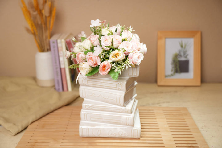 Stacked Books Ceramic Vase