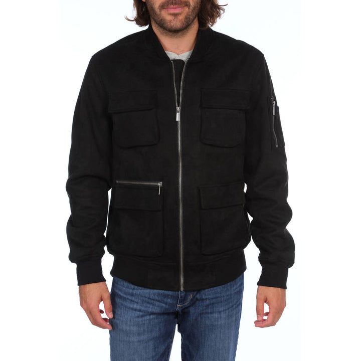Austin Faux Suede Cargo Bomber Jacket