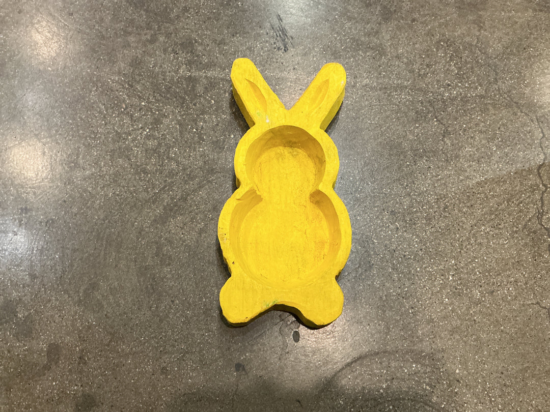 Large Wood Bunny Bowl