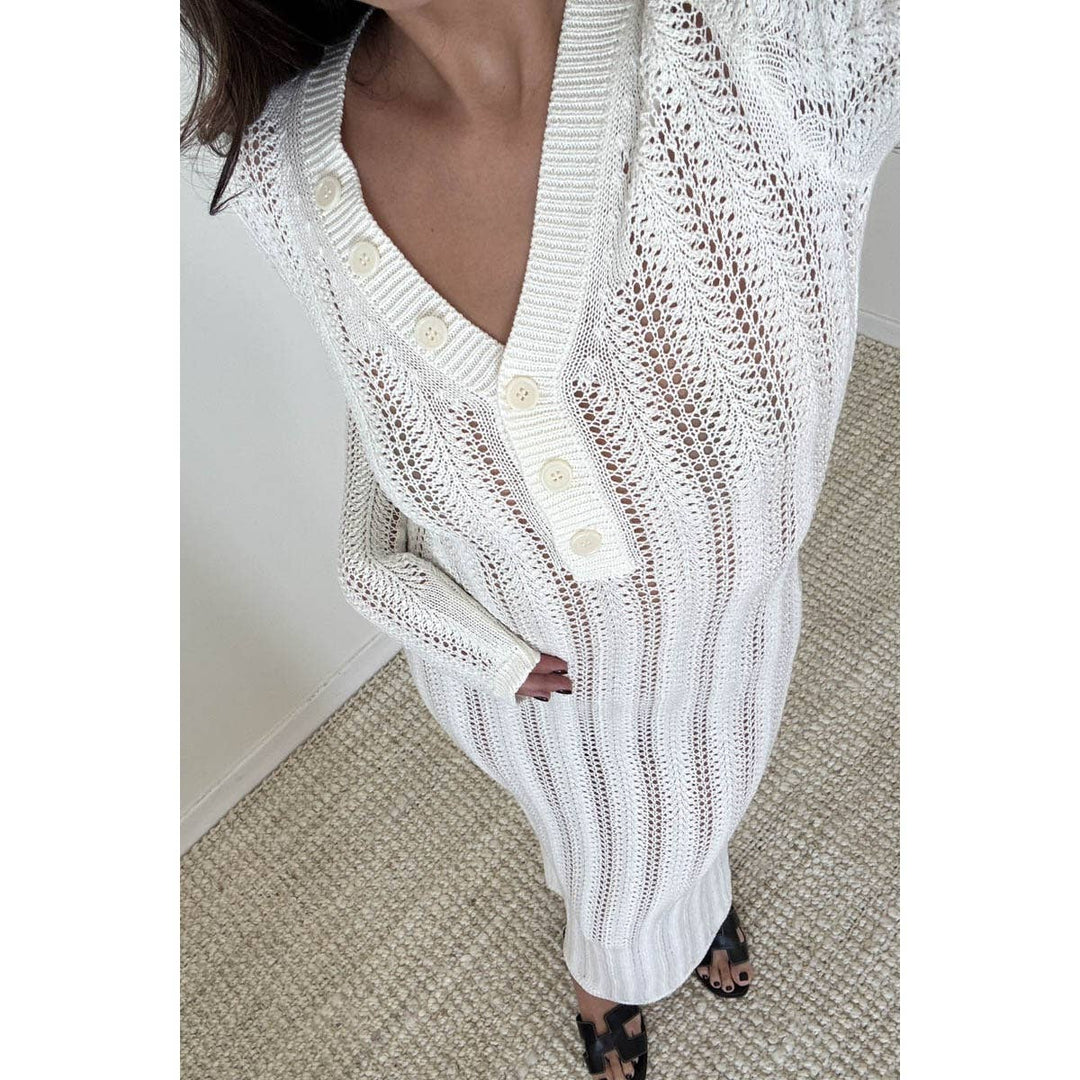 Knit V Neck Long Sleeves Dress