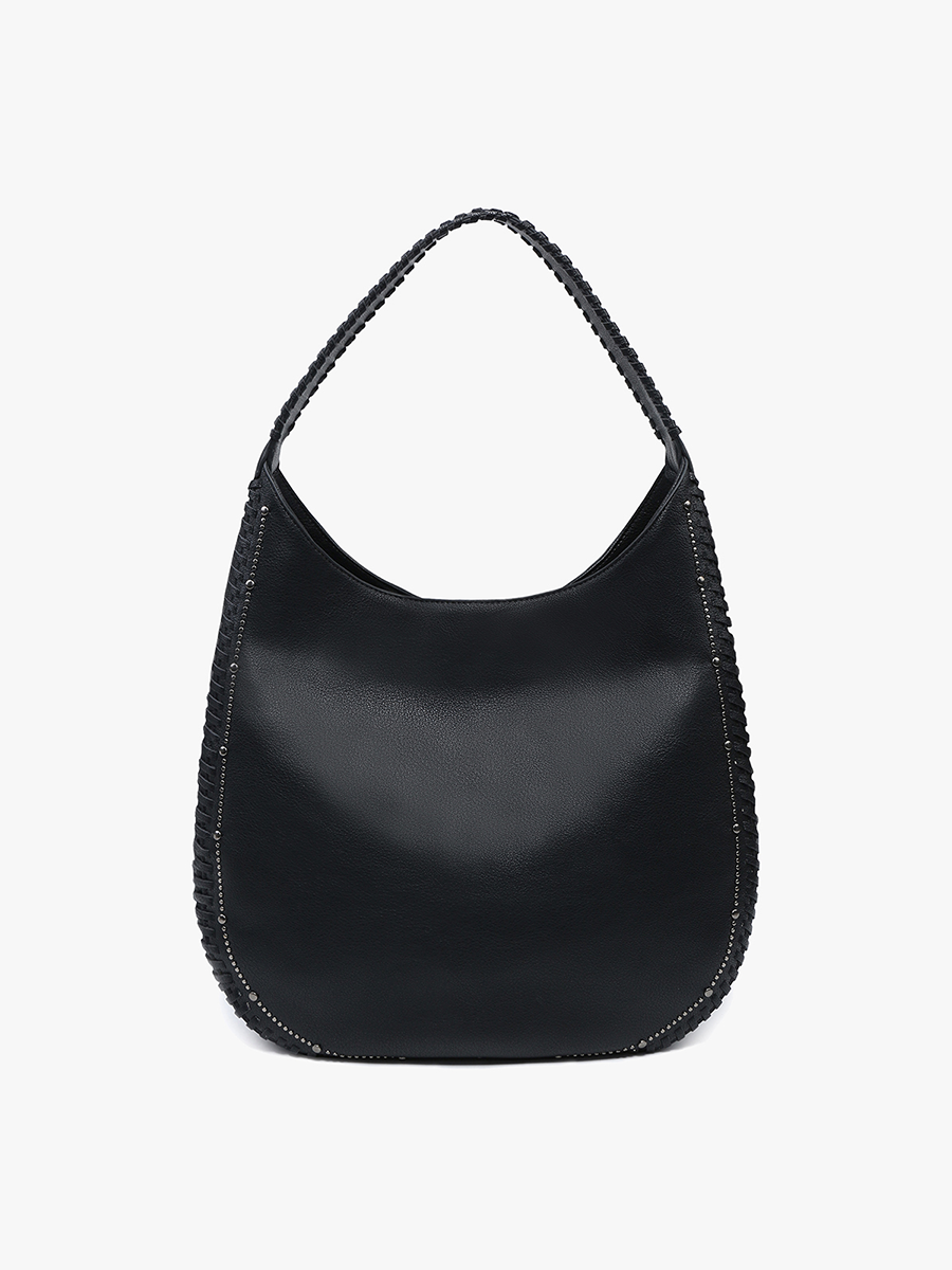 Studded Whipstitch Hobo Bag