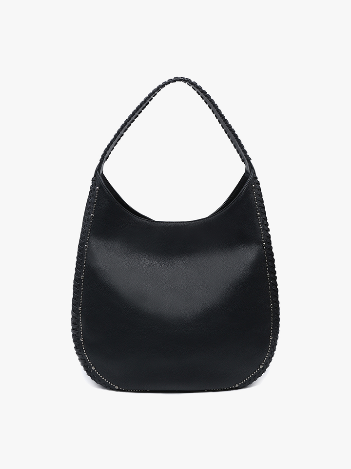 Studded Whipstitch Hobo Bag