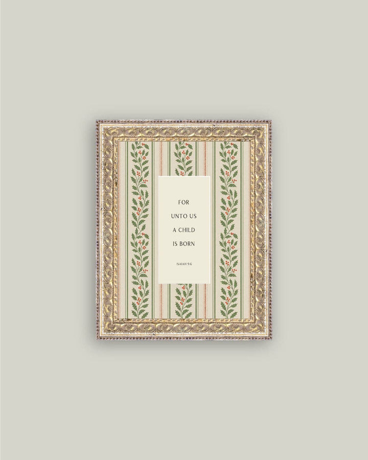 A Child is Born Framed Antique Art