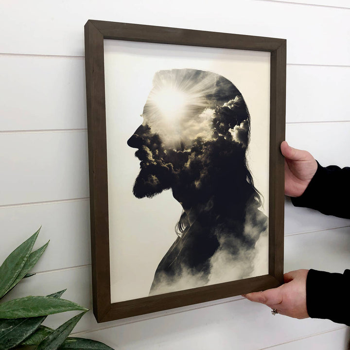 Jesus Double Exposure w\ Thick Wood Frame