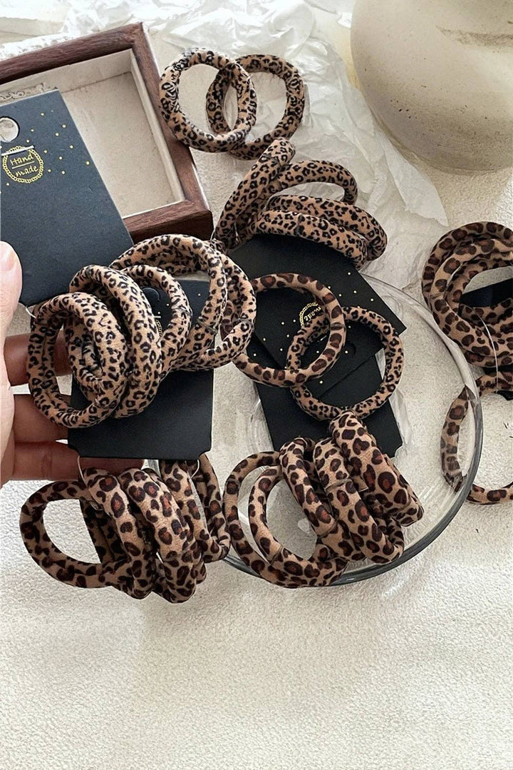 5p Leopard Elastic Hair Ties