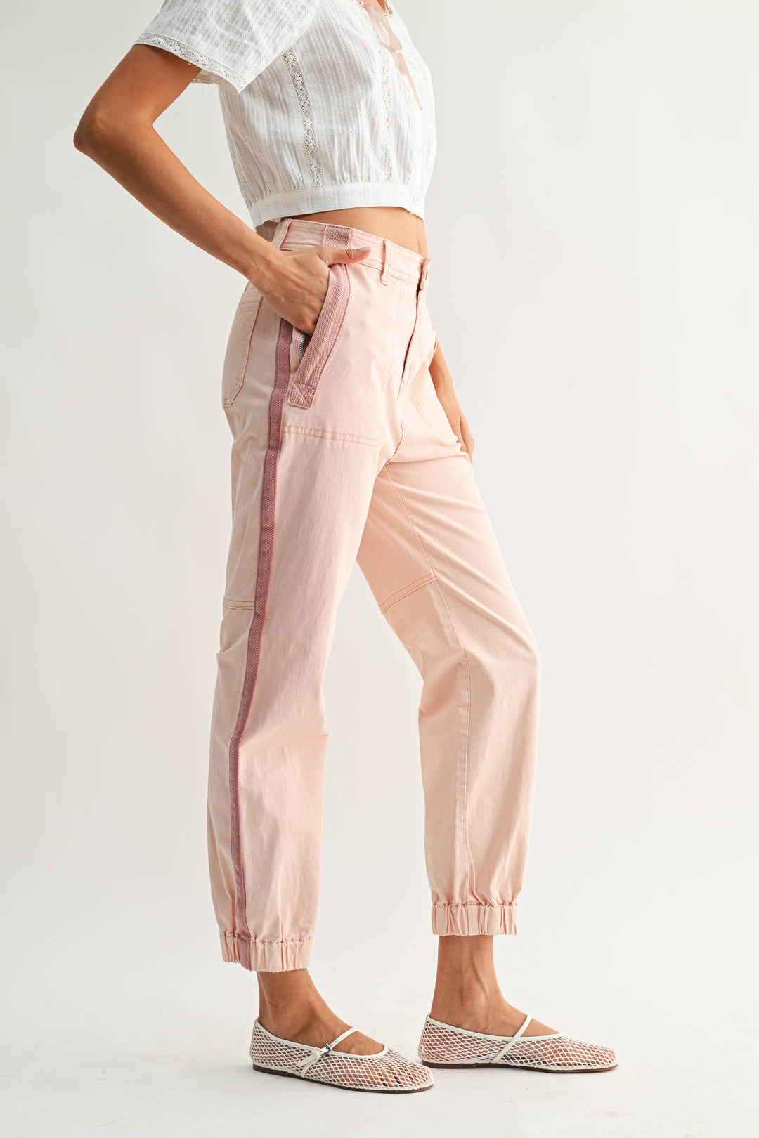 Track Pants with Zip Pocket Pink