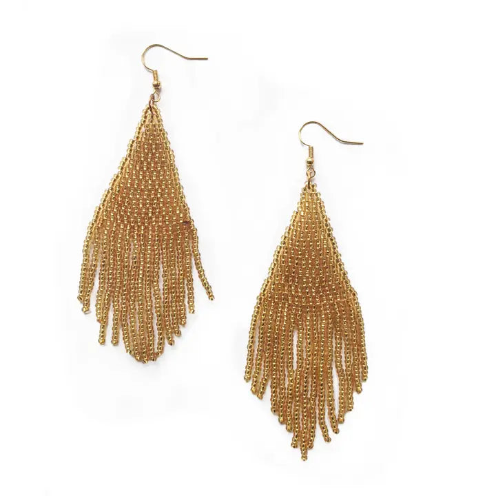 Solid Beaded Tassel Earrings