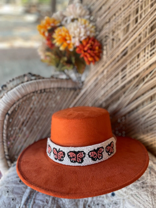 Hand Beaded Butterfly Hat Band