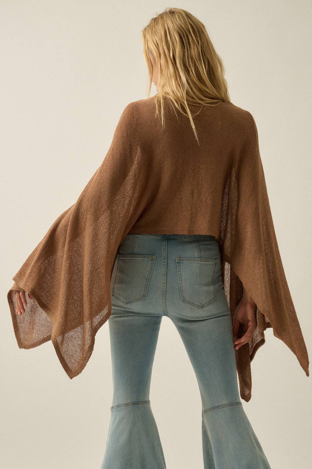 Sheer Lightweight Knit Cropped Poncho