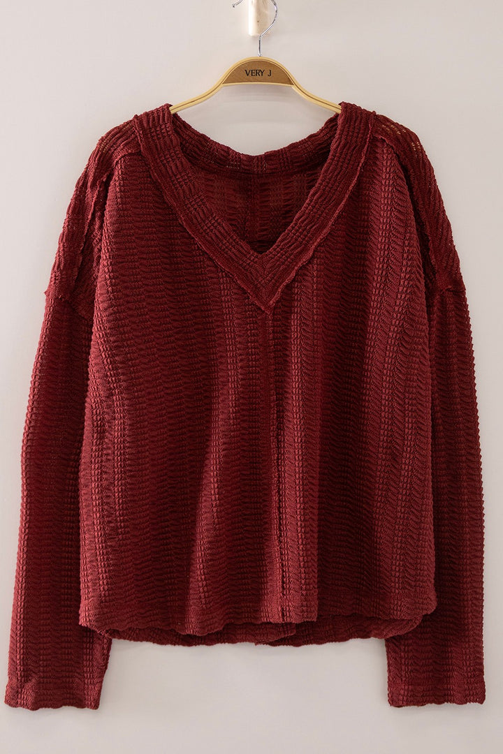 Open Weave V-neck Top