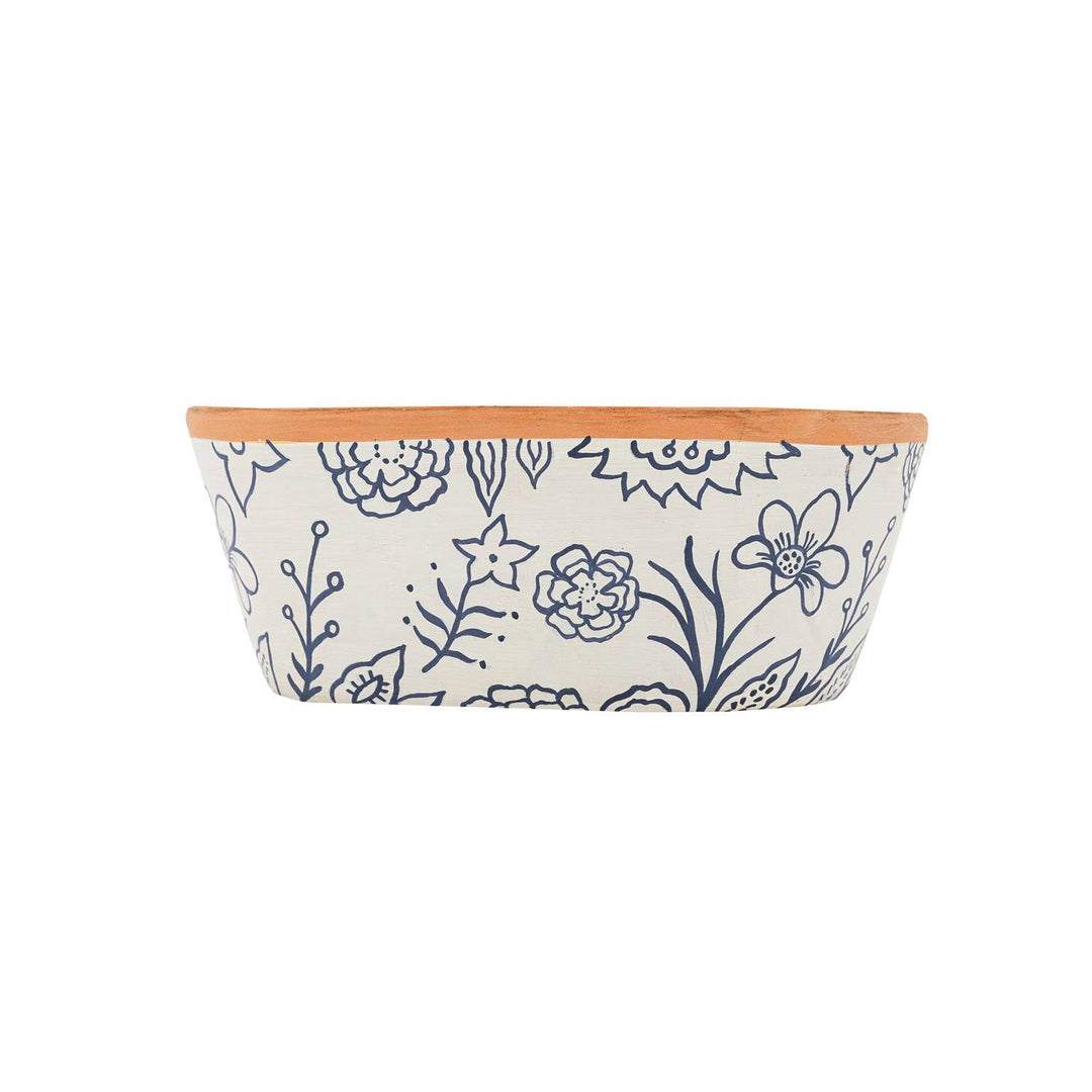 Marguerite Floral Suzani Terracotta Oval Planter