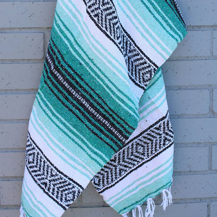 Aqua & Teal Mexican Throw Blanket
