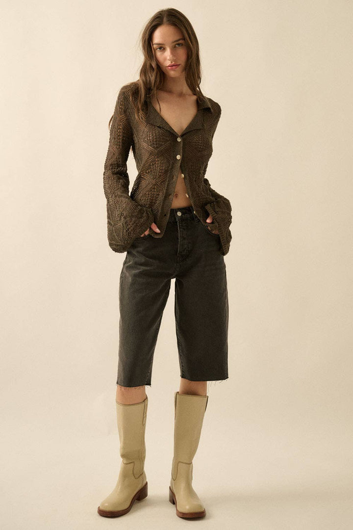 Bell-Sleeve Cardigan