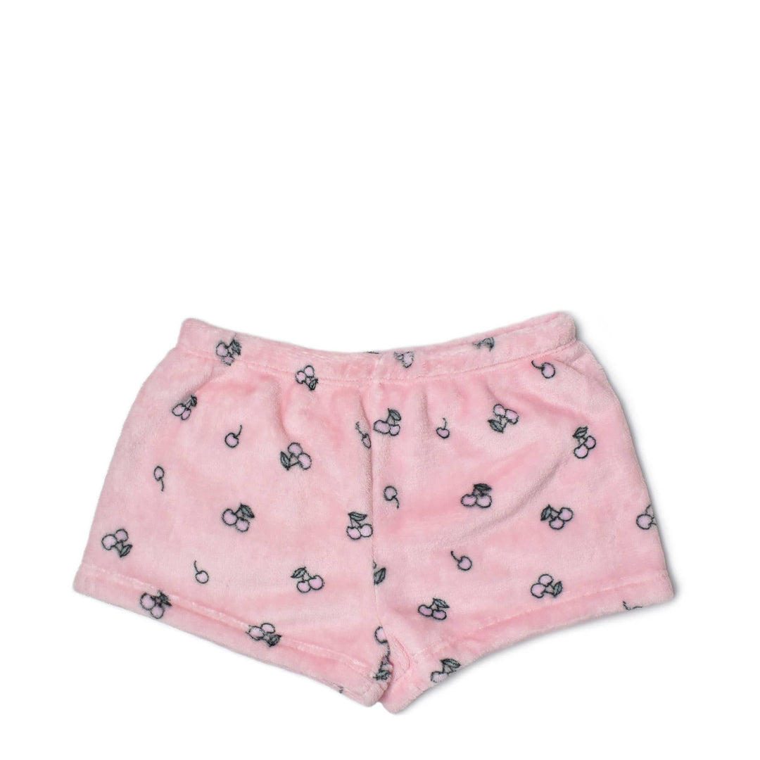 Fleece Cherry Printed Cozy Shorts
