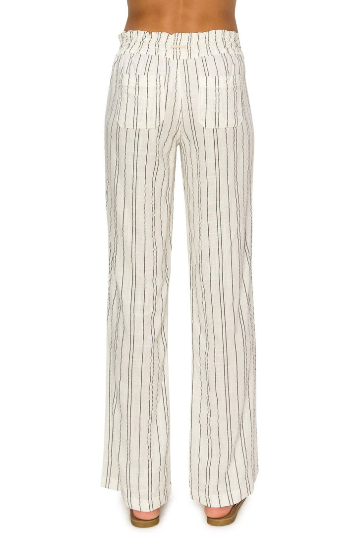 PINSTRIPE LINEN WIDE LEG PANTS