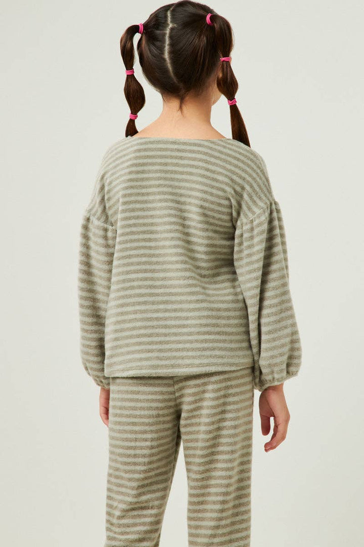 Girls Brushed Stripe Knit Top