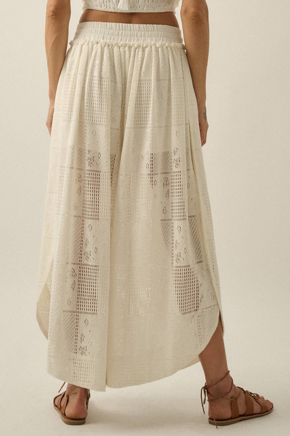 Crochet Lace Wide-Leg Tulip Pants