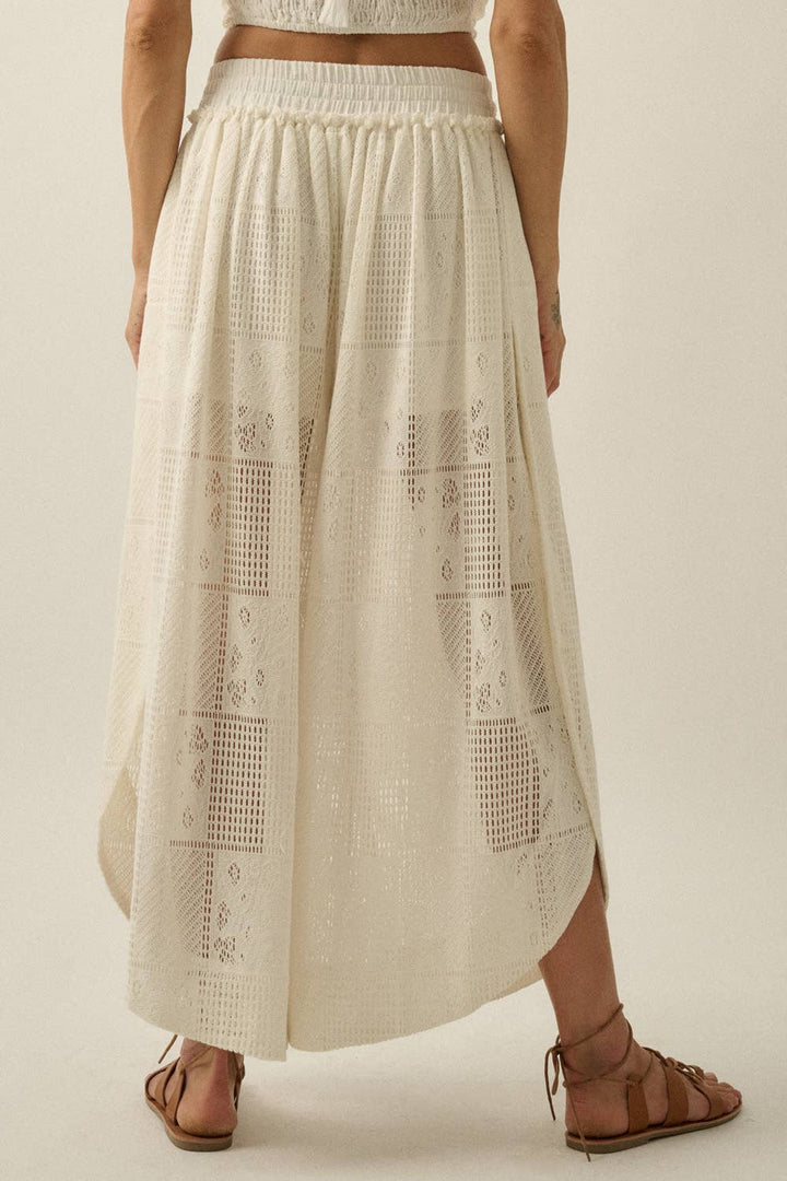 Crochet Lace Wide-Leg Tulip Pants