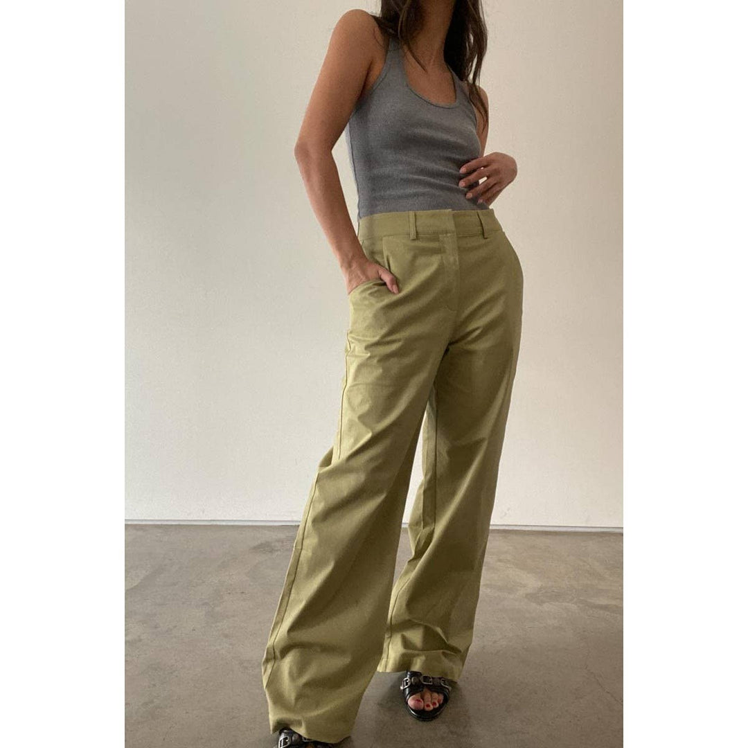 COTTON WIDE STRAIGHT LEG PANTS