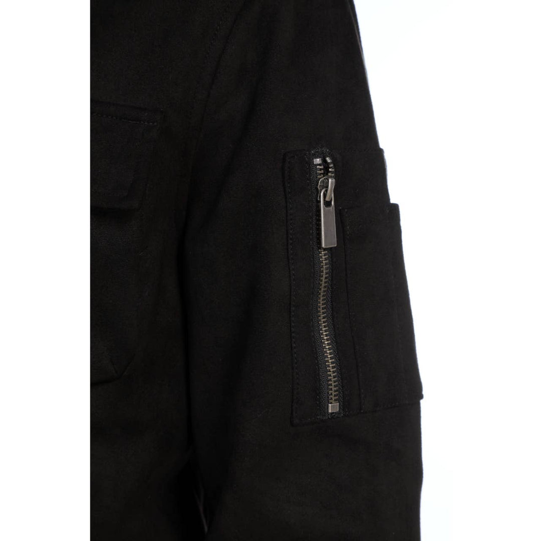 Austin Faux Suede Cargo Bomber Jacket