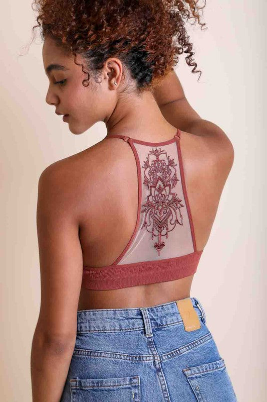 Tattoo Mesh Racer Back Bralette