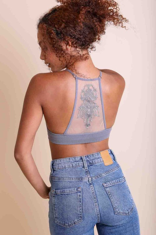 Tattoo Mesh Racer Back Bralette