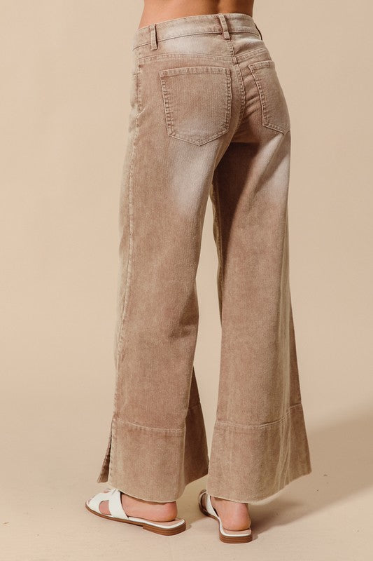 WIDE LEG FLARE CORDUROY PANTS