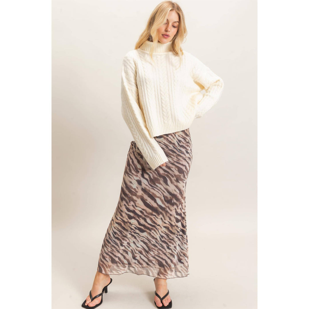 Plaid Mesh Maxi Skirt