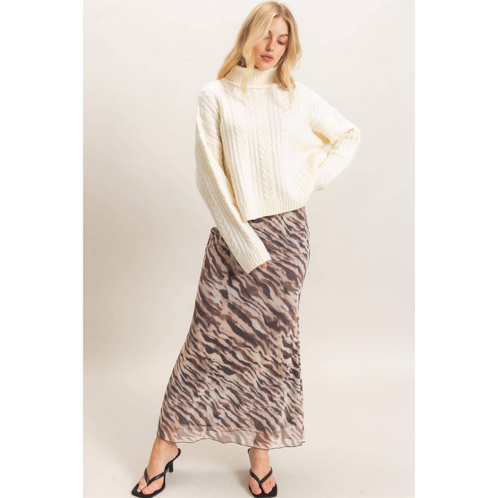 Plaid Mesh Maxi Skirt