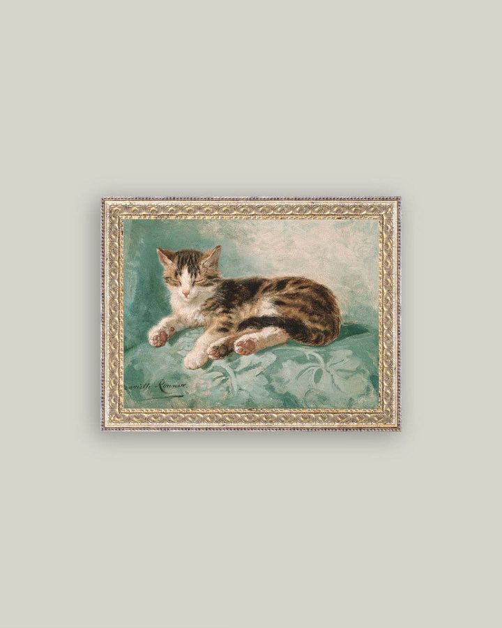 Cat Nap Framed Antique Art