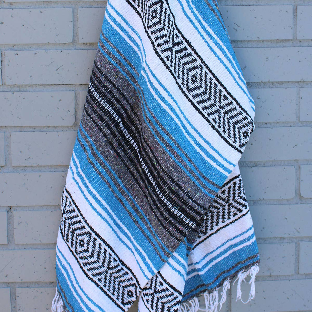 Blue and Grey Mexican Blanket