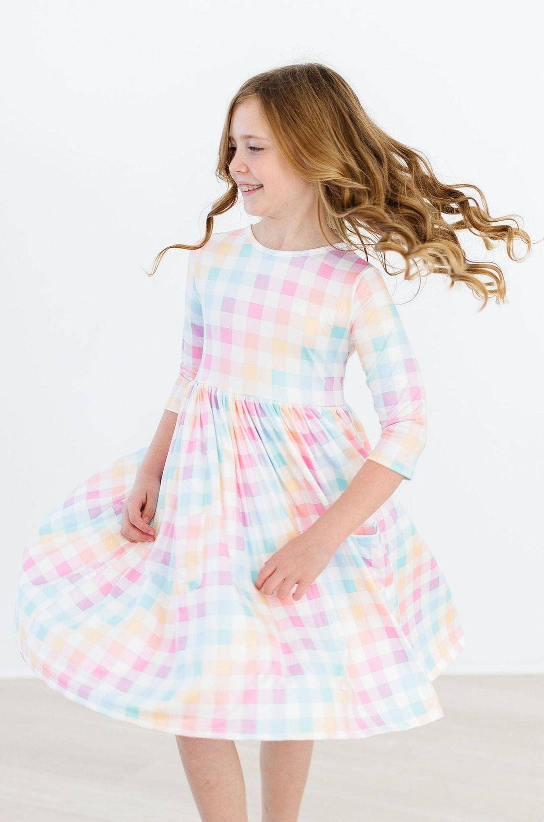 Pastel Plaid Twirl Dress