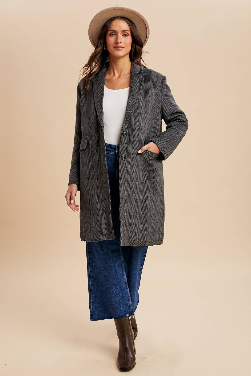 HERRINGBONE DUSTER COAT